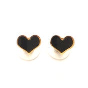 Image of heart stud earrings [gold mirror]