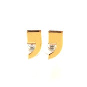 Image of square quote stud earrings [gold mirror]