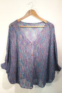 Image of crochet bat sleeves cardigan
