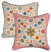 Image of Safi Suzani Fiesta with Moroccan Stripe Boarder Pillow