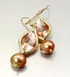 Image of Cubic Zirconia, Freshwater Pearl and 14K Gold-Filled Earrings
