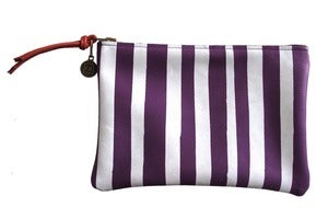 Image of Wallet Pouch- Lavender Leather with White Stripes
