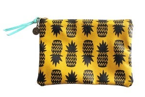 Image of Wallet Pouch- Yellow Leather with Black Pineapples