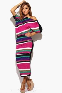Image of TEAL/PURPLE LENNY DRAPED MAXI DRESS #BRIGHTSUFF
