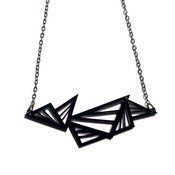 Image of geometric abstraction multi triangle acrylic necklace [black]