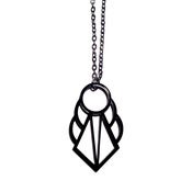 Image of geometric abstraction round deco narrow necklace [black]