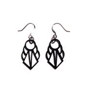 Image of geometric abstraction round deco earrings [black]