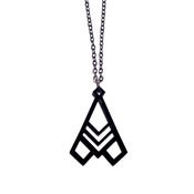 Image of geometric abstraction wing deco narrow necklace [black]