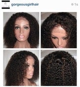 Image of Celebrity Style Afro Curl 14" Indian Human Hair Lace Front Wig! Color 1b with 30 highlights