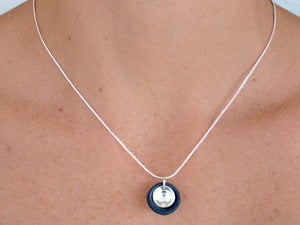 Image of Porcelain & silver cupped necklace
