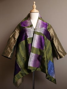 Image of Reversible Silk Jacket with Handwoven Laotian Silk . J2