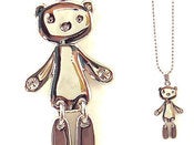 Image of Silver Teddy Bear Dangle Necklace