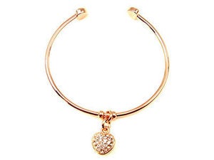 Image of Delicate Rose Gold Heart Shiny CZ Bracelet