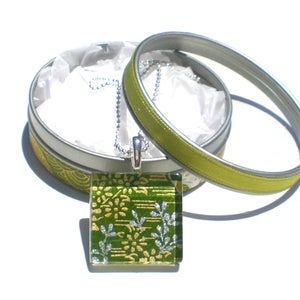 Image of Mountain Retreat - Japanese Chiyogami Glass Pendant Set