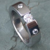Image of Titanium Tension Diamond Ring With 2 Accent Diamonds