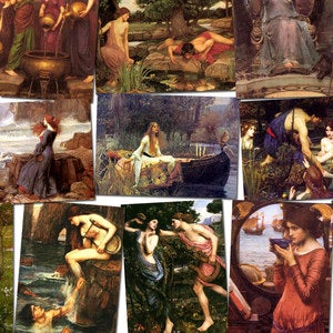 Image of J W Waterhouse: 11 7x5 Pre-raphaelite prints