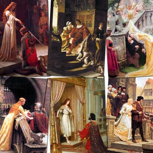 Image of Edmund Blair Leighton: 7x 7x5 Pre-Raphaelite prints