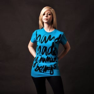 Image of Handmade '10- WOMEN'S (100% cotton teal American Apparel tee shirt)