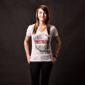 Image of Habla - Womens White American Apparel V-Neck Tee Shirt - 100% Cotton American Apparel