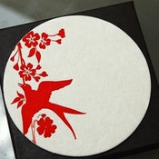 Image of folksy bird letterpress coasters, set of 8