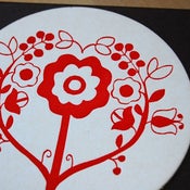 Image of folksy flower letterpress coasters, set of 8