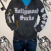 Image of Hollywood Sucks Hoody Grey/Gold