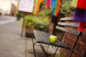 Image of apple, bench