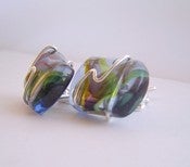 Image of glass and sterling silver wired cufflinks