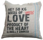 Image of Handmade cushion on Eco 100% Hemp – Love message