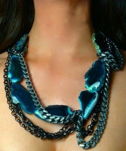 Image of Teal Agate and Gunmetal Chains