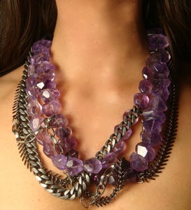 Image of Amethyst and Gunmetal Chains