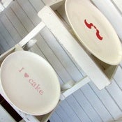 Image of hand painted ceramic cake stand