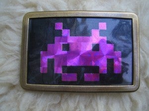 Image of SPACE INVADERS METALLIC RETRO BELT BUCKLE