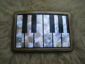 Image of METALLIC KEYBOARD RETRO BELT BUCKLE