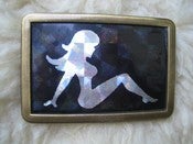Image of MUD FLAP TRUCKER GIRL METALLIC RETRO BELT BUCKLE
