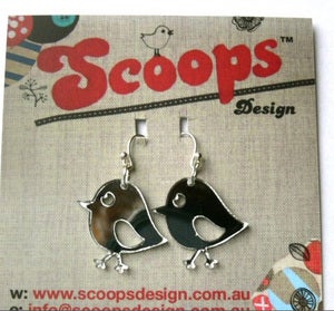 Image of Silver Chirpy Bird Earrings