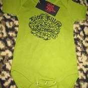Image of Little Killers Green Punk Rock Tattoo Gangster Skully Onesie