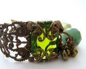 Image of Green Goddess Vintage Filigree 1/2 Cuff Bracelet