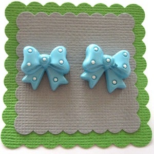 Image of Blue Bow Earrings