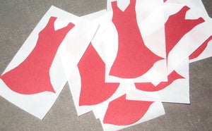 Image of Red Dress Shaped Stickers, set of 10