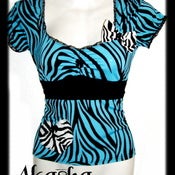 Image of Turquoise Zebra Top Size S
