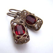 Image of SALE-Stained Glass Window Earrings-zircon, ruby, sapphire or emerald