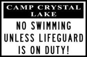 Image of Camp Crystal lake "No Swimming" Sign