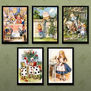 Image of Alice in Wonderland: 5 10x7 Prints by John Tenniel Set 1