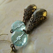 Image of Topaz and Aqua Teardrop Hoop Earrings