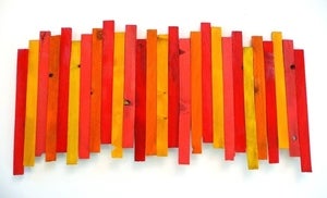Image of Wood Wall Sculpture in Red, Orange, Yellow and Melon