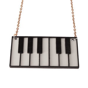 Image of Ltd. Edition Piano Keyboard Necklace made from recycled layered COLOUR vinyl records.