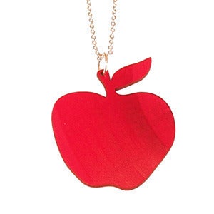 Image of Ltd. Edition Apple Necklace/Earrings made from a recycled RED VINYL record.