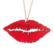 Image of Ltd. Editon Lips Necklace/Earrings made from a recycled RED VINYL record.