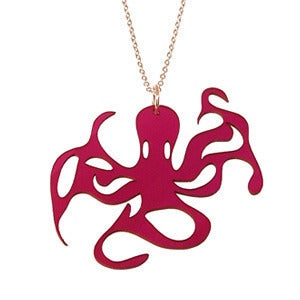 Image of Ltd. Edition Octopus Necklace/Earrings made from a recycled PURPLE VINYL record.